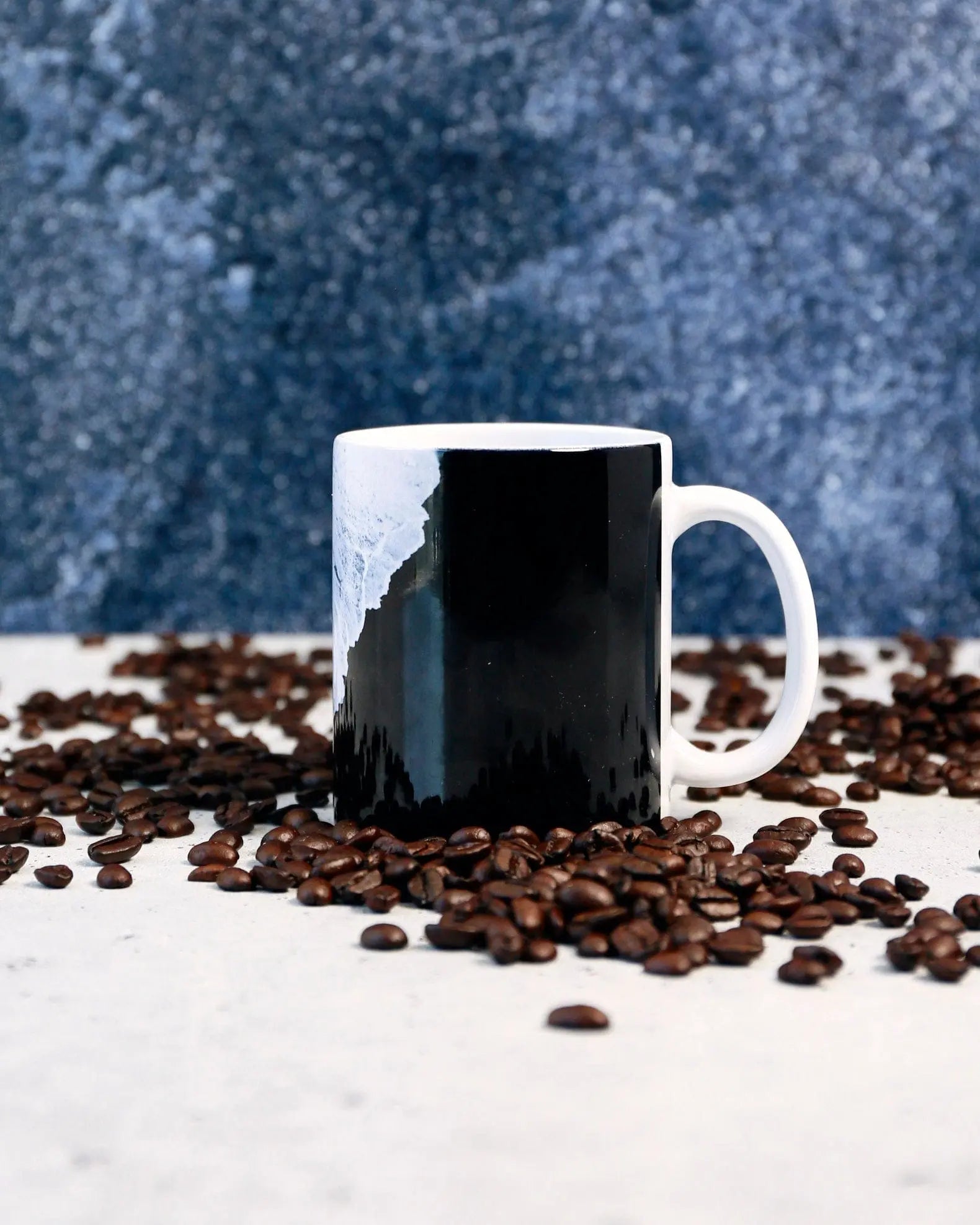 Coffee Mugs Waves Crashing on a Black Sand Beach - Pop of modern