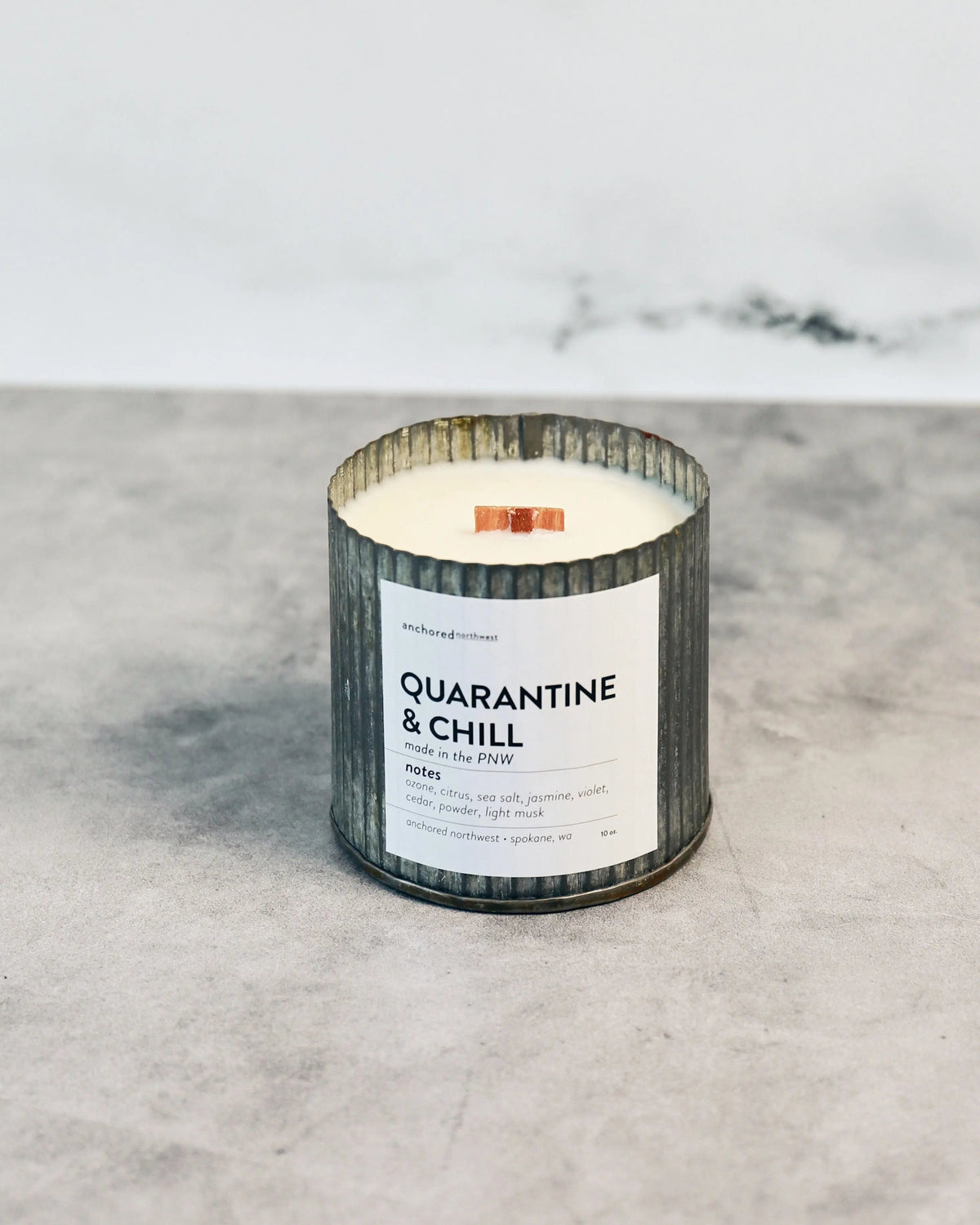 Candles Quarantine &amp; Chill Wood Wick Scented Soy Candle - Pop of Modern