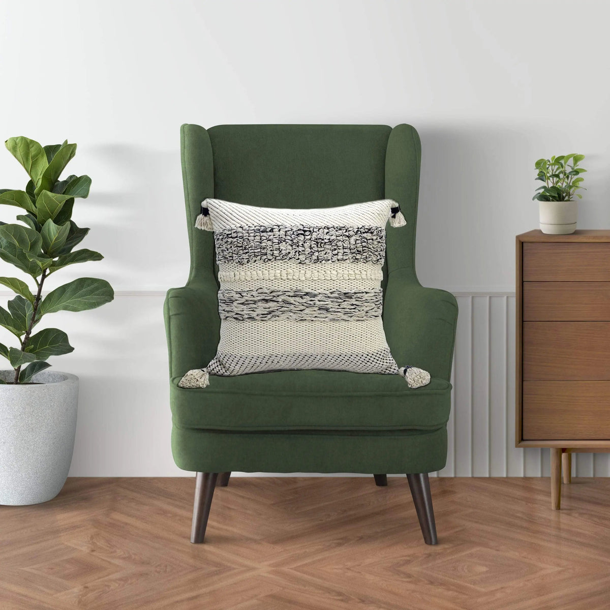 Vibhsa pillow Woven Throw Pillow with Tassels