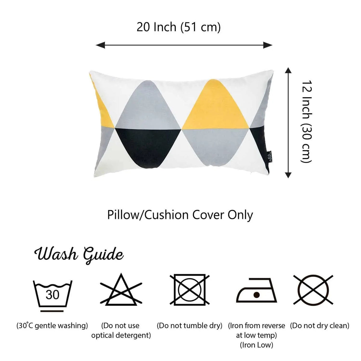 MIKE &amp; Co. NEW YORK Pillow Cover Scandi Yellow-Gray Printed Decorative Lumbar Pillow Cover